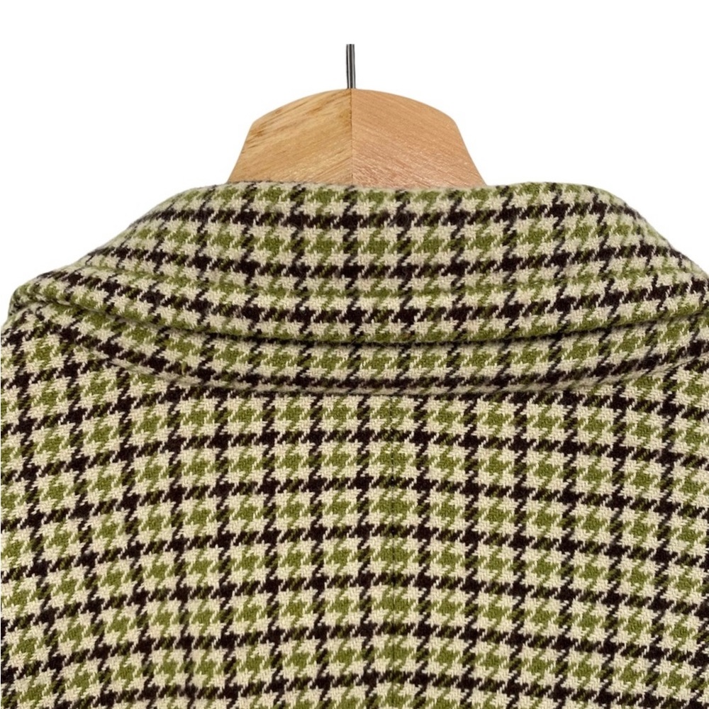 TALBOTS Houndstooth Brown Green wool viscose blazer jacket Excellent CLASSIC - Picture 9 of 10